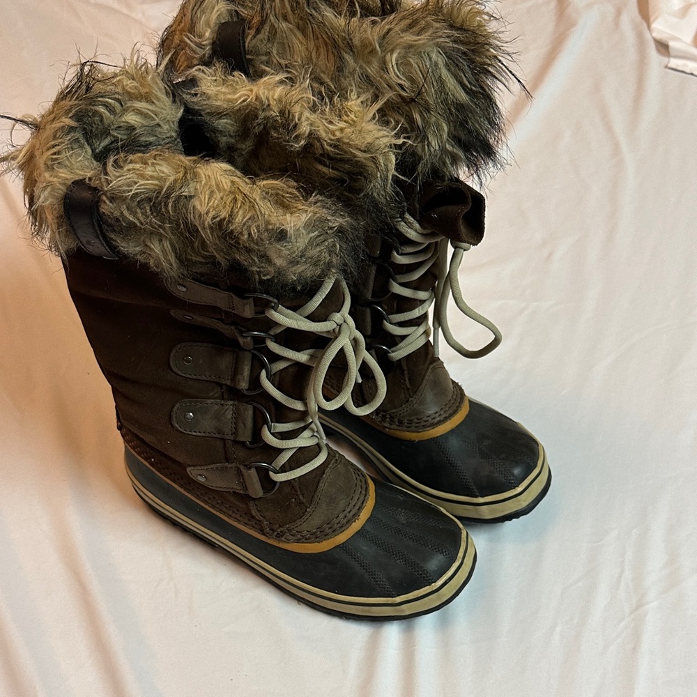 Sorel Brown and Black Fur-Trimmed Winter Boots